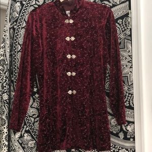 JBS EMBOSSED BURGUNDY VELVET JACKET